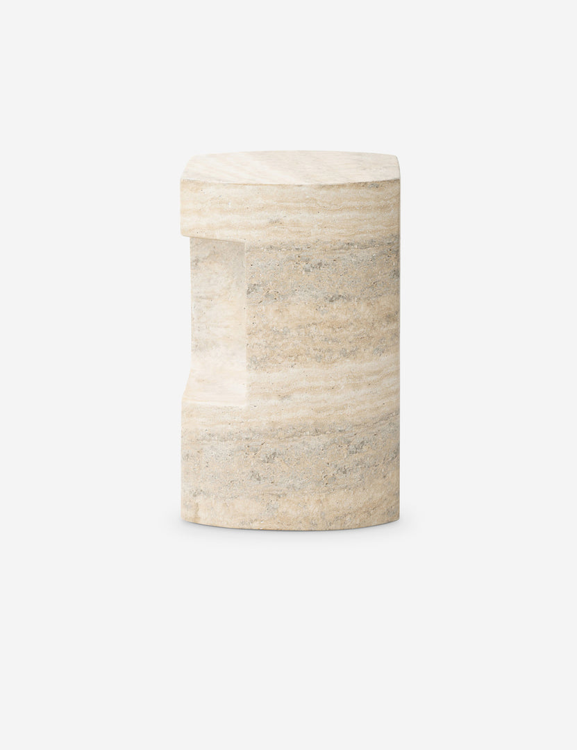 #color::cream | Side profile of the Kandinsky modern textural cast concrete side table.