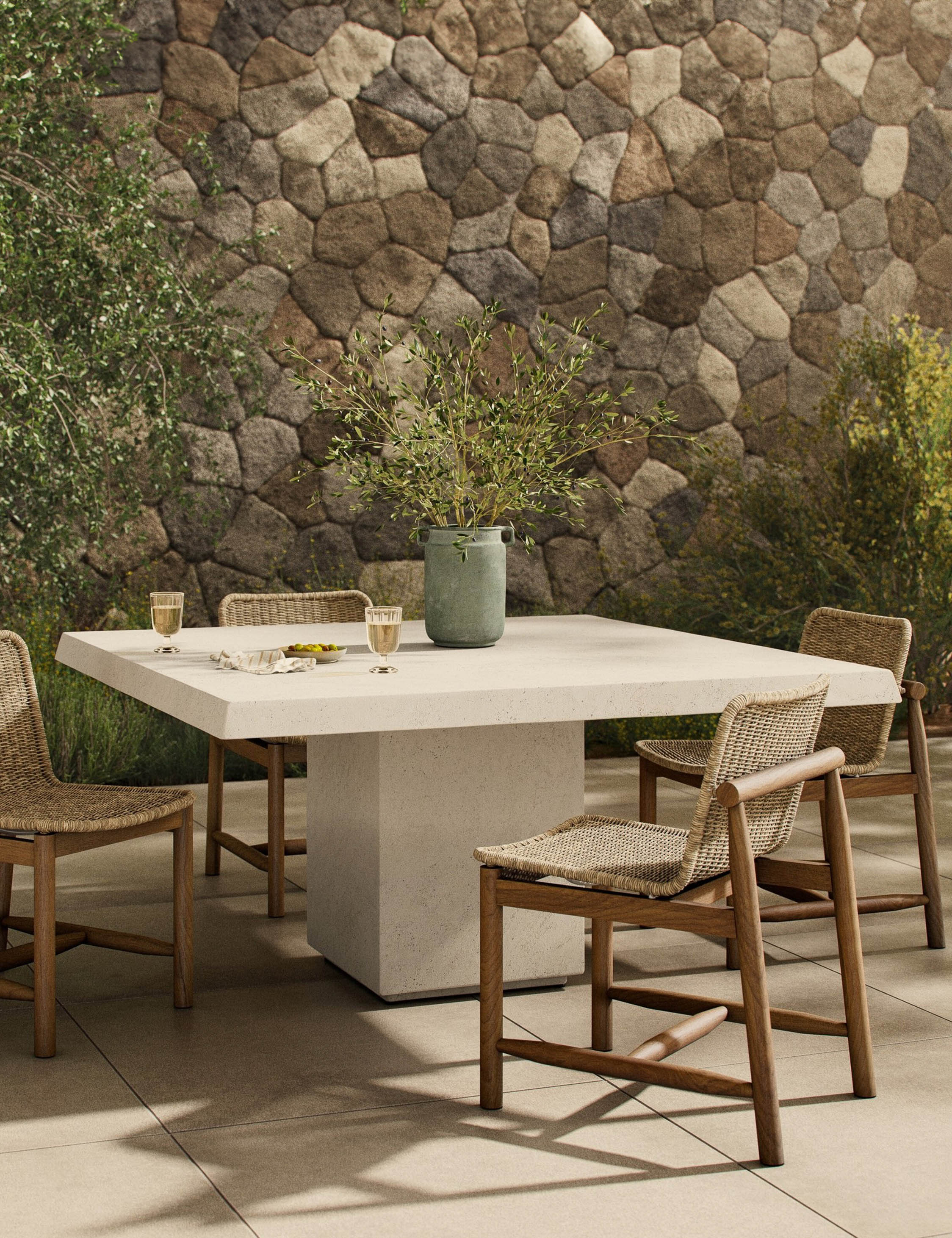 Ess Dining Avila Indoor / Outdoor Square Dining Table by Amber Lewis x Four Hands