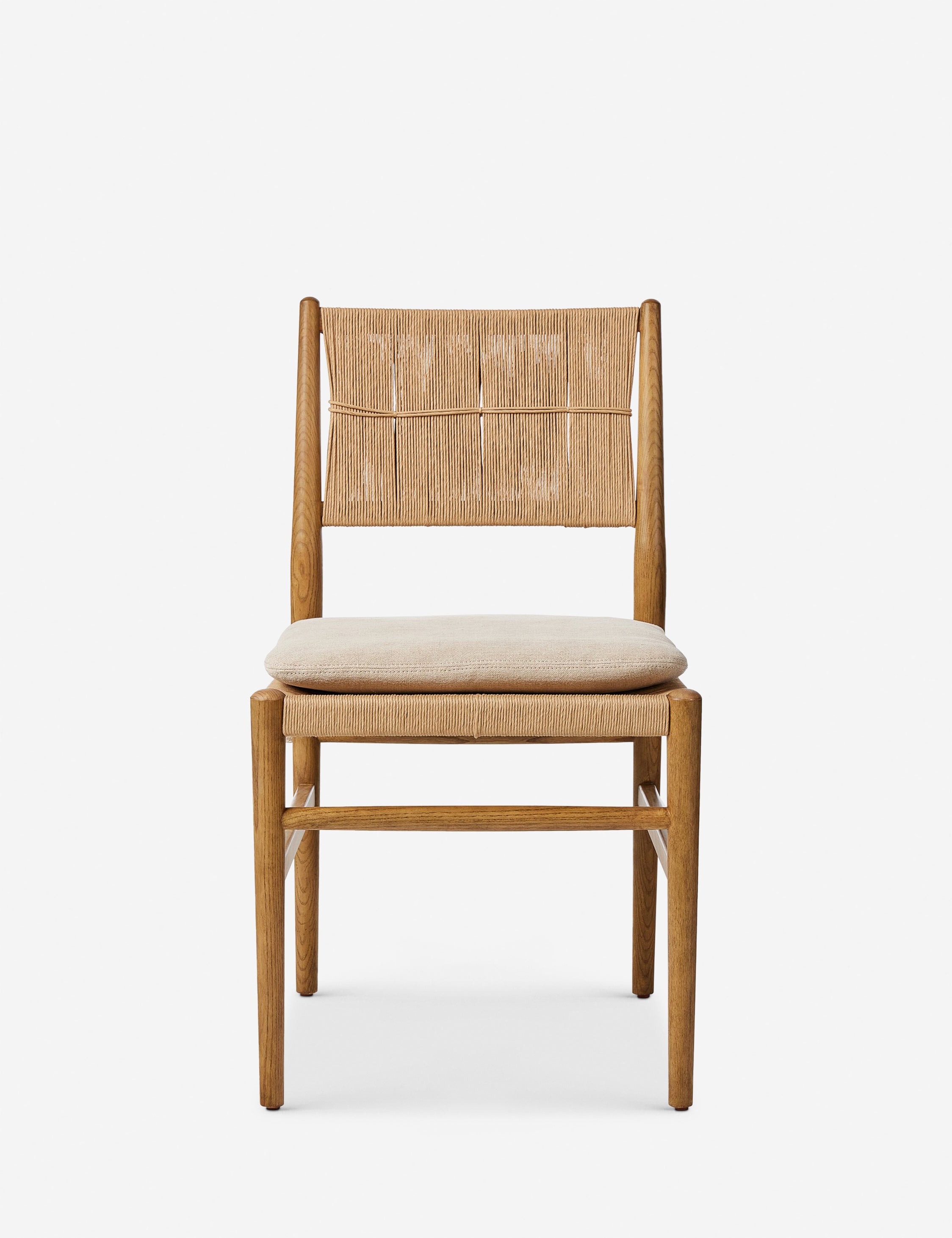 Dune Natural Wood Side Chair with Linen Cushion