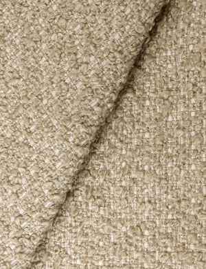 Close-up of the buff boucle fabric on the Clementine platform bed