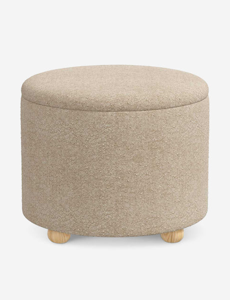 #color::buff-boucle #size::24-Dia | Kamila Buff Pink Boucle 24-inch round ottoman with storage space and pinewood feet