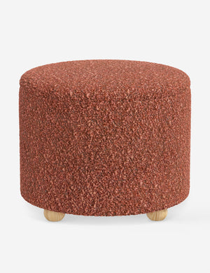 Kamila Brick Boucle 24-inch round ottoman with storage space and pinewood feet