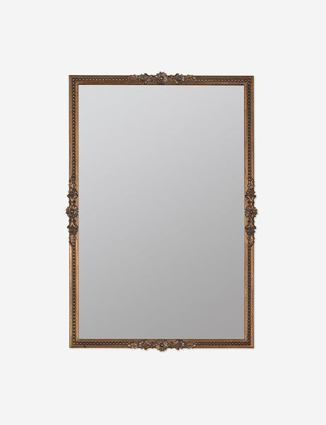 #color::gold | Cantara gold rectangular floral detailed framed decorative wall mirror