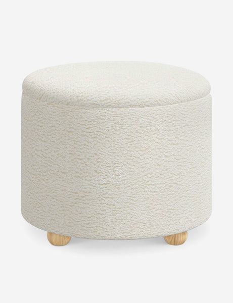 #color::cream-sherpa #size::24-Dia | Kamila Cream Sherpa 24-inch round ottoman with storage space and pinewood feet