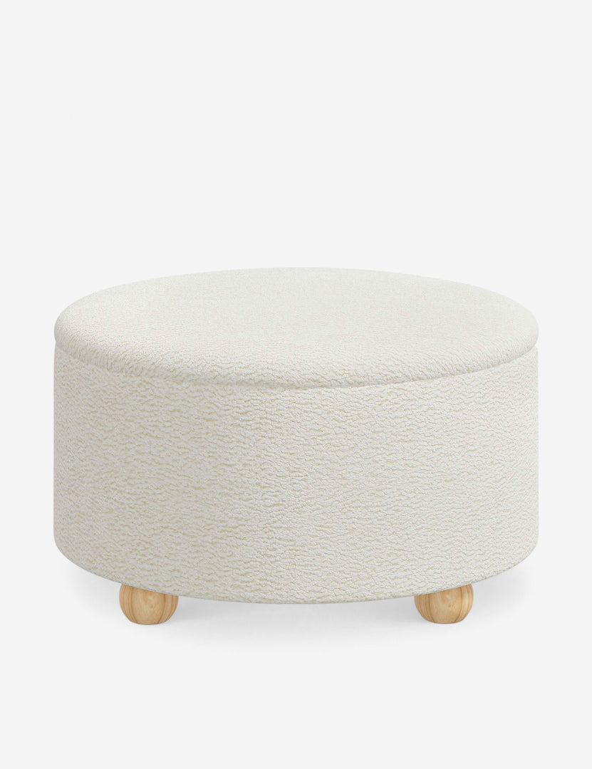 #color::cream-sherpa #size::34-Dia | Kamila Cream Sherpa 34-inch round ottoman with storage space and pinewood feet