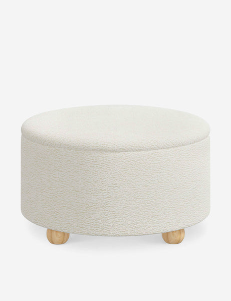 #color::cream-sherpa #size::34-Dia | Kamila Cream Sherpa 34-inch round ottoman with storage space and pinewood feet