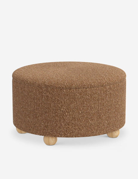 #color::brown-boucle #size::34-Dia | The storage space inside the Kamila Brown Boucle 34-inch ottoman