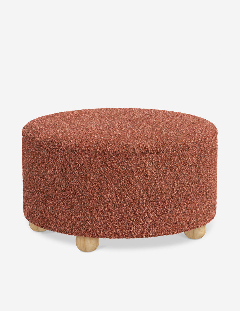 #color::brick-boucle #size::34-Dia | The storage space inside the Kamila Brick Boucle 34-inch ottoman