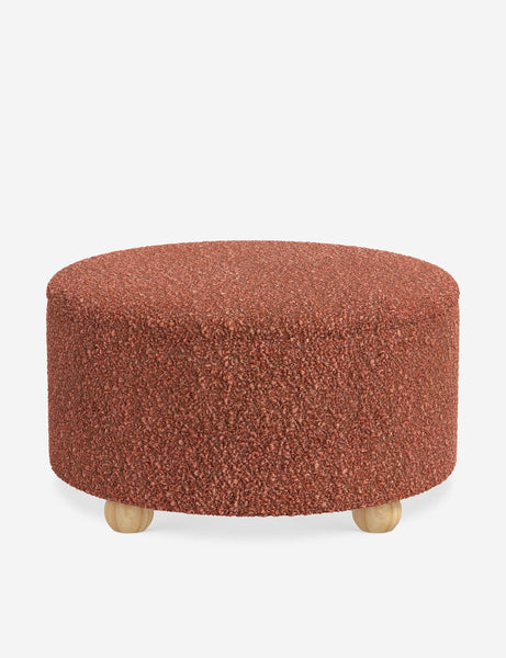 #color::brick-boucle #size::34-Dia | Kamila Brick Boucle 34-inch round ottoman with storage space and pinewood feet