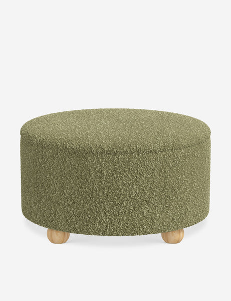 #color::green-boucle #size::34-Dia | Kamila Green Boucle 34-inch round ottoman with storage space and pinewood feet