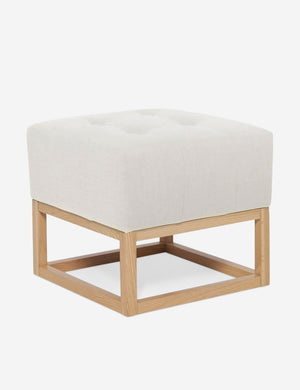 Angled view of the Grasmere Oyster White Linen Ottoman