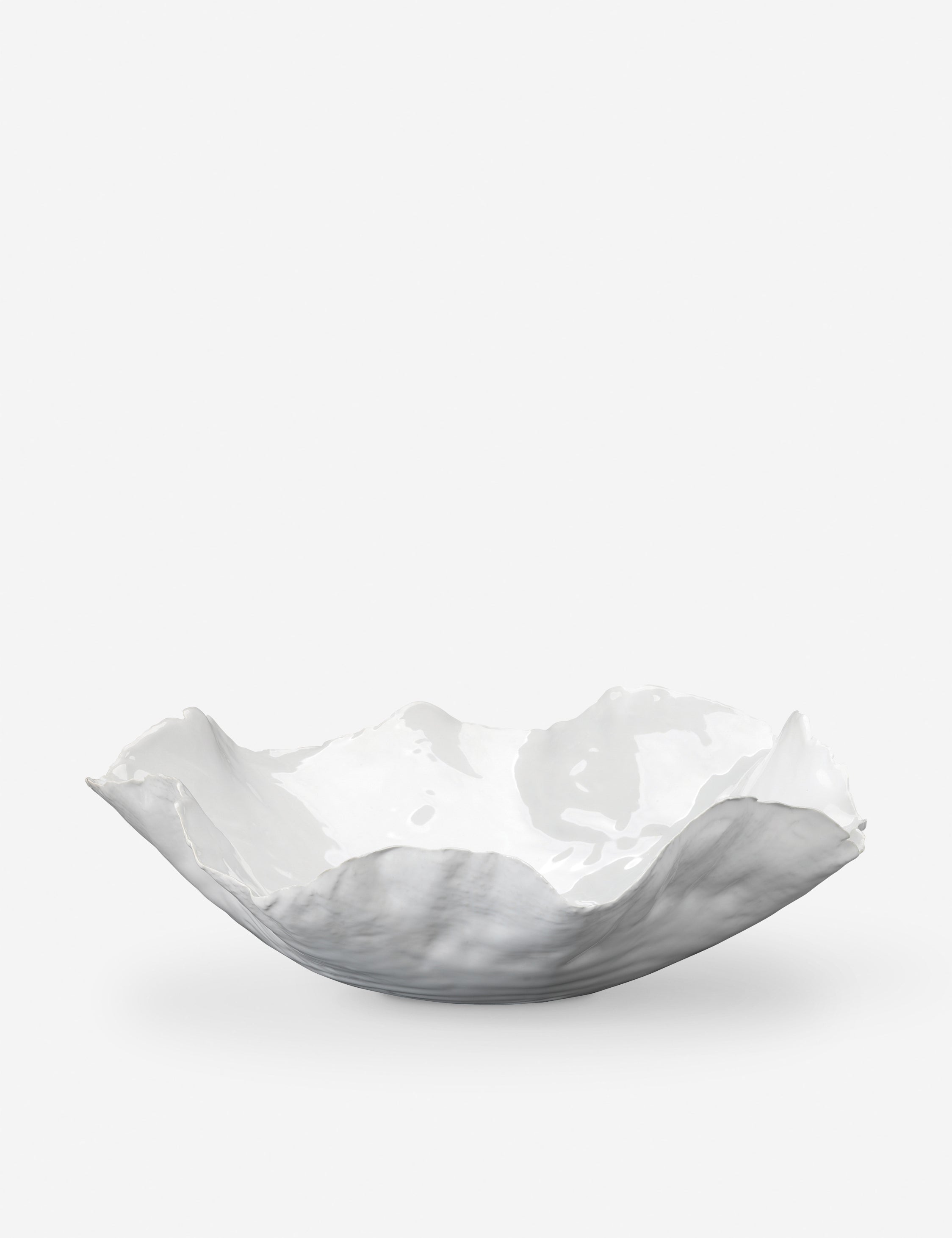 Handcrafted White Ceramic Decorative Bowl with Stand