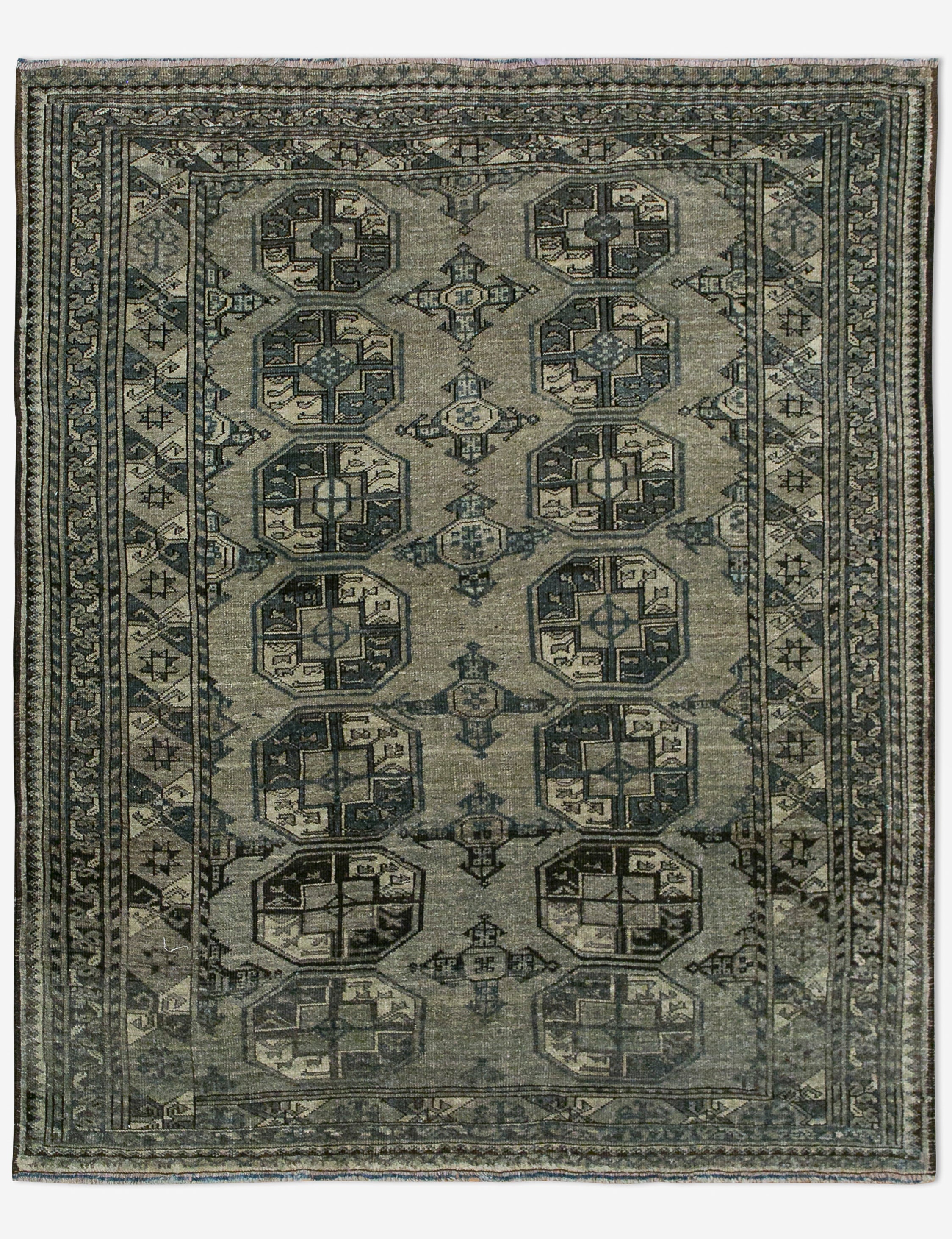 Vintage Turkish Hand-Knotted Wool Rug No. 460, 4'6" x 5'2"