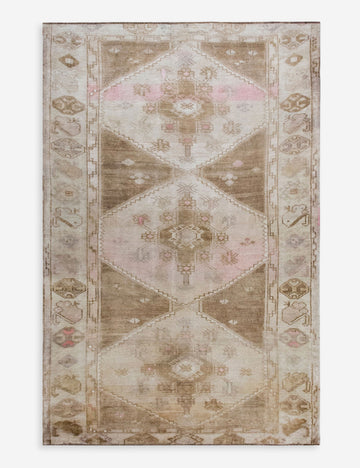Vintage Turkish Hand-Knotted Wool Rug No. 601, 4'5" x 7'8"