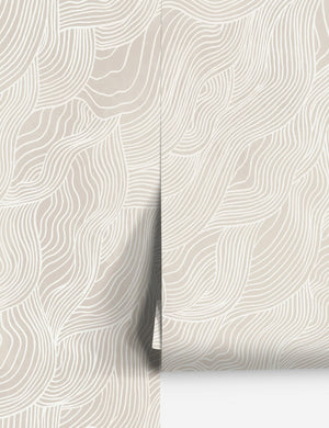 Alina neutral Wallpaper with smooth ripple pattern