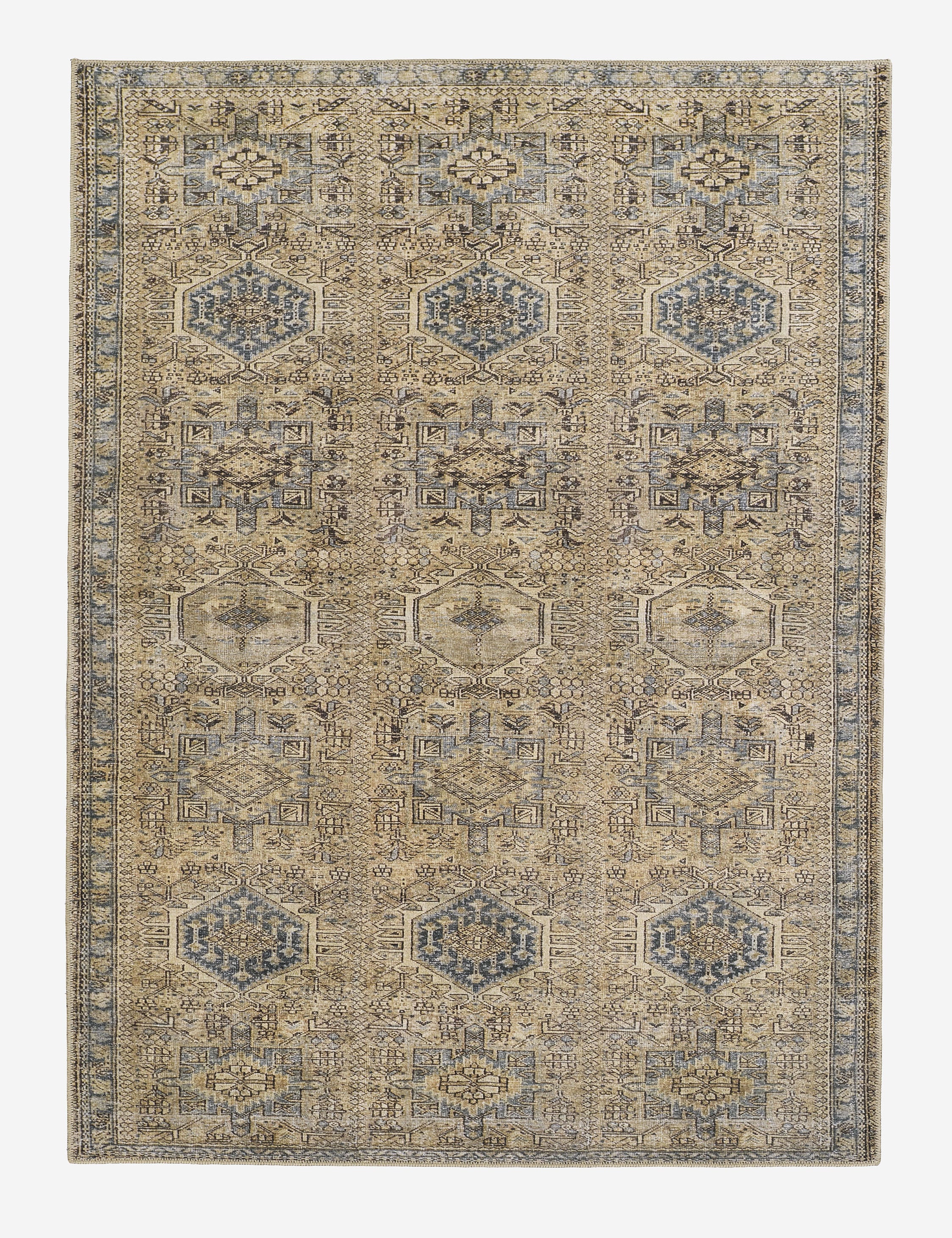 Hand-Knotted Blue Synthetic Rectangular 5' x 7' Rug