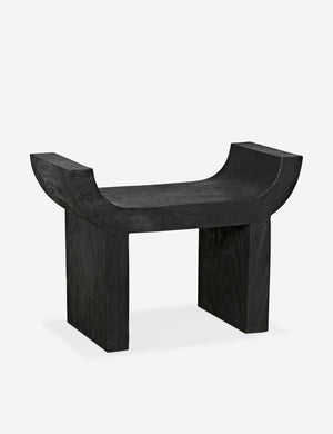 Olney scooped seat black wooden stool.