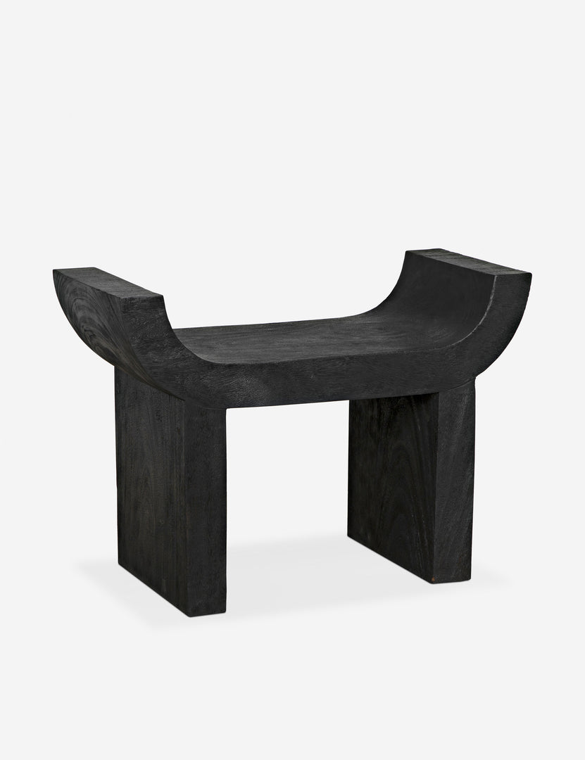 #color::black | Olney scooped seat black wooden stool.