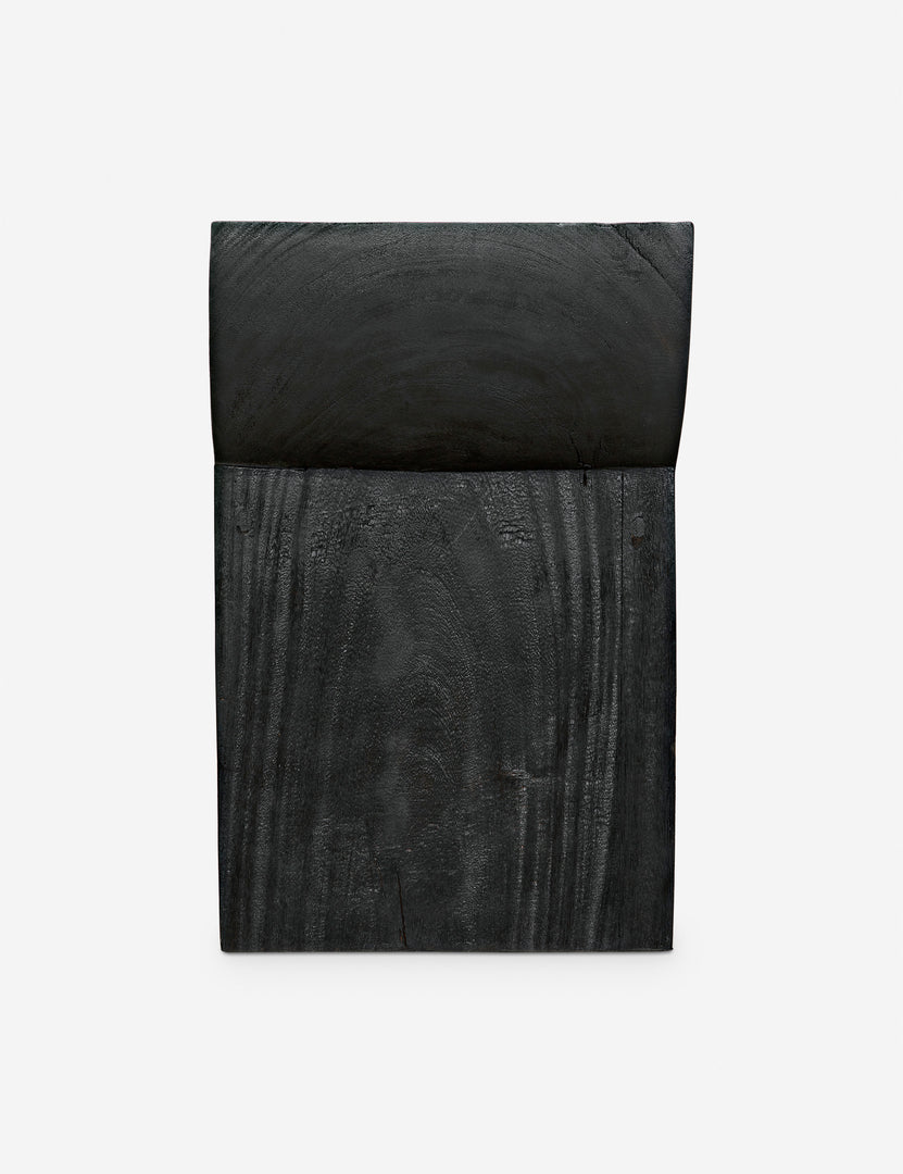 #color::black | Side profile of the Olney scooped seat black wooden stool.