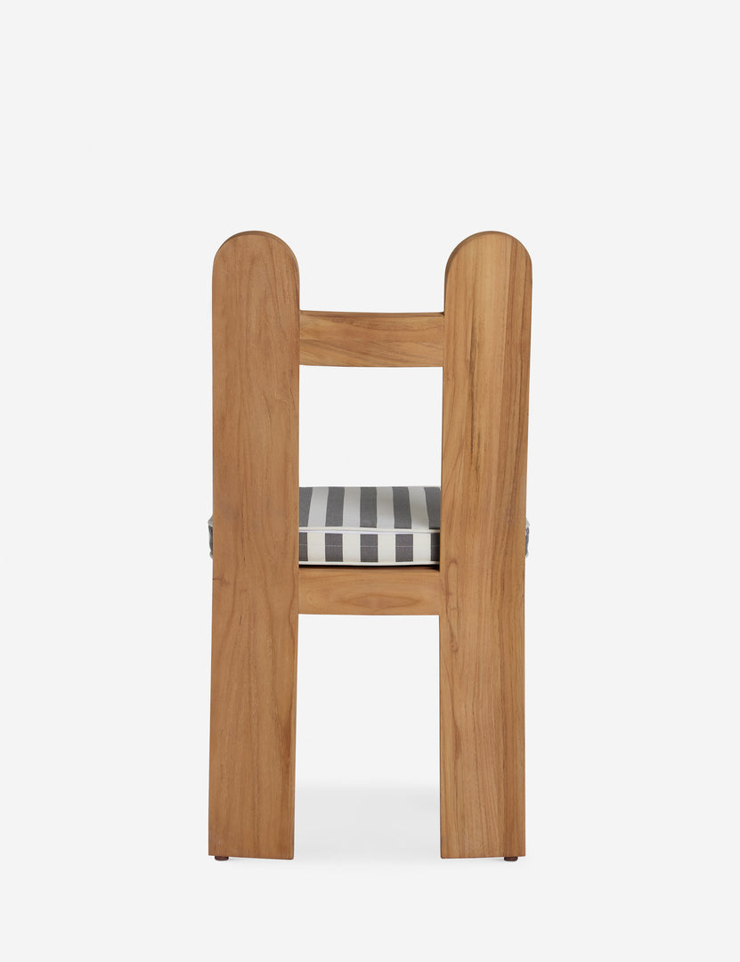 #color::natural-teak | Back of the Abbot solid teak sculptural outdoor dining chair by Sarah Sherman Samuel.