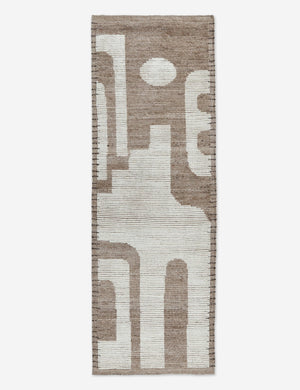 The Abode geometric two-toned kand-knotted floor rug by Élan Byrd in its runner size