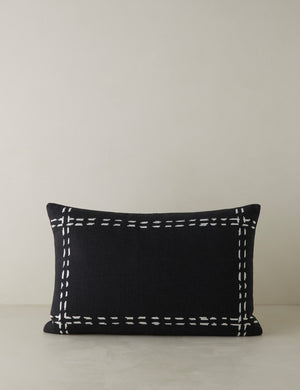 Accord Black Linen Lumbar Pillow by Elan Byrd.