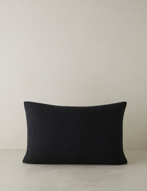 Back of the Accord Black Linen Lumbar Pillow by Elan Byrd.