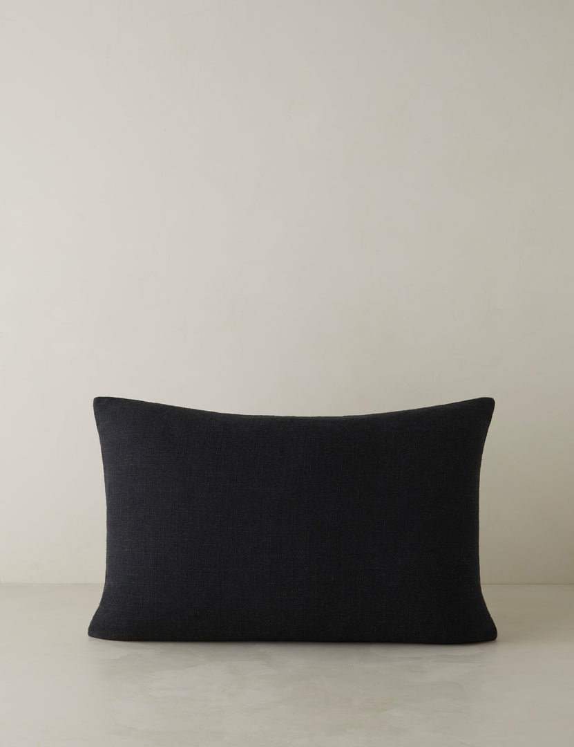 #style::black-lumbar | Back of the Accord Black Linen Lumbar Pillow by Elan Byrd.