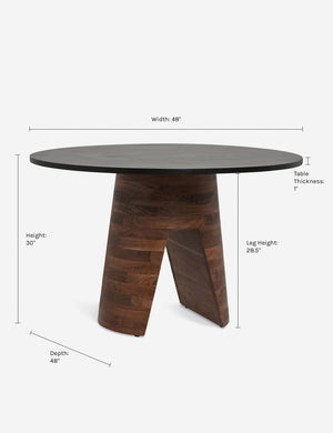 Dimensions on the Adler Round Dining Table