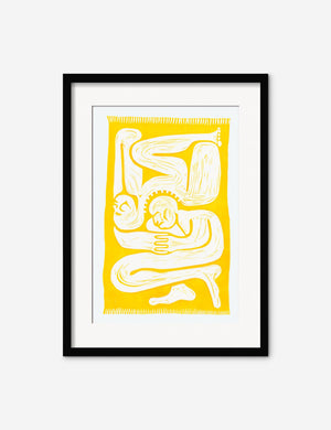 Cloudgazers yellow and white abstract print in a black frame by Adrian Brandon