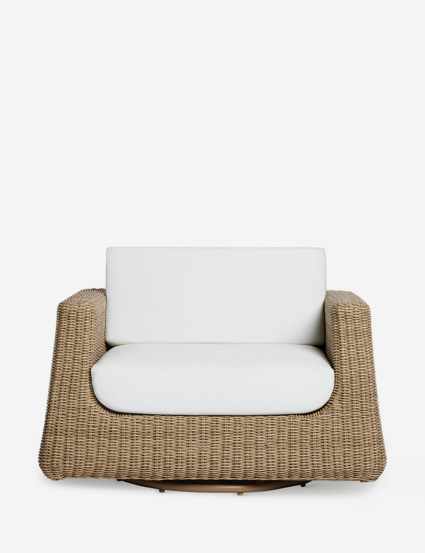 #color::natural | Aisha wide arm modern wicker outdoor swivel chair.
