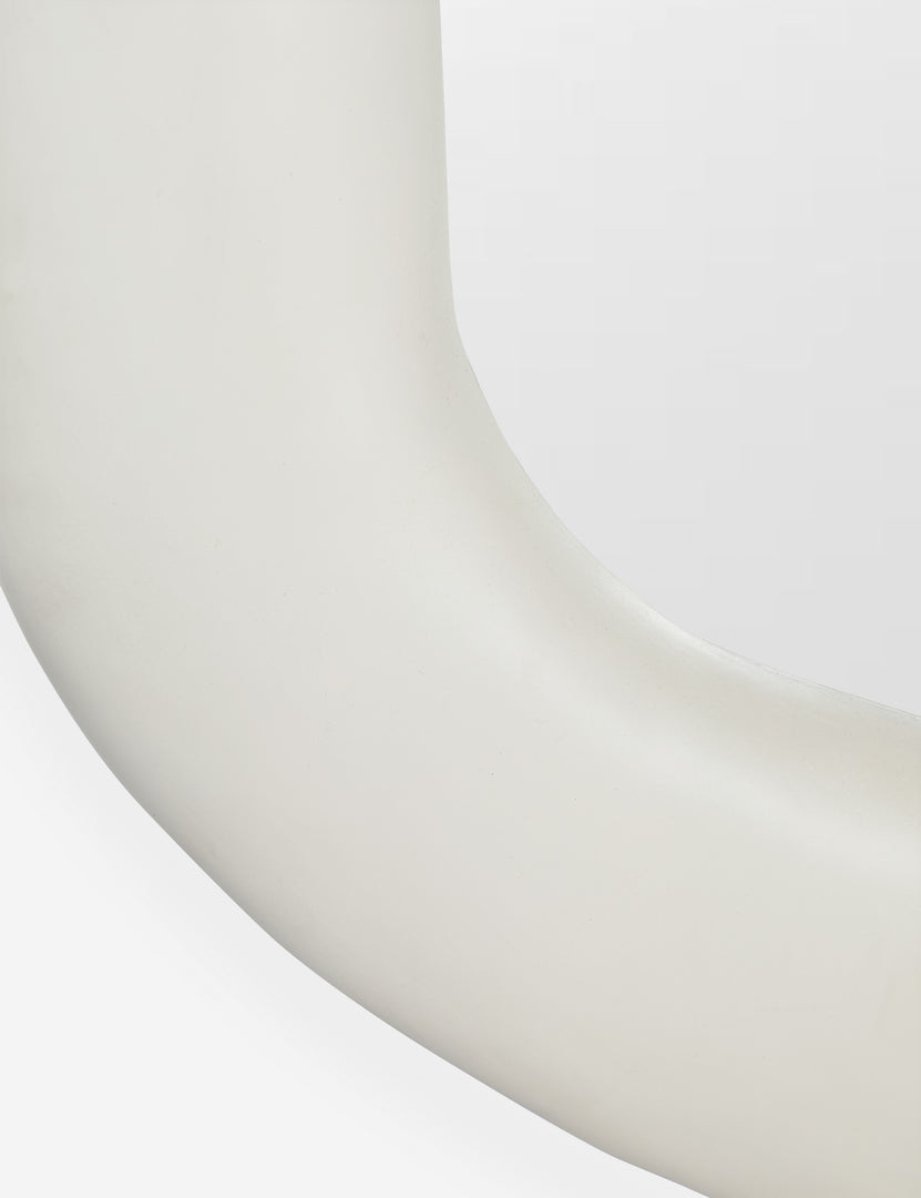 #color::white | Bottom of the Alston white oval full length mirror.
