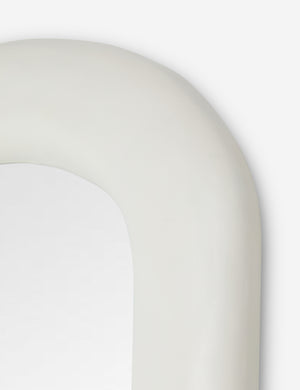Top corner of the Alston white oval full length mirror.
