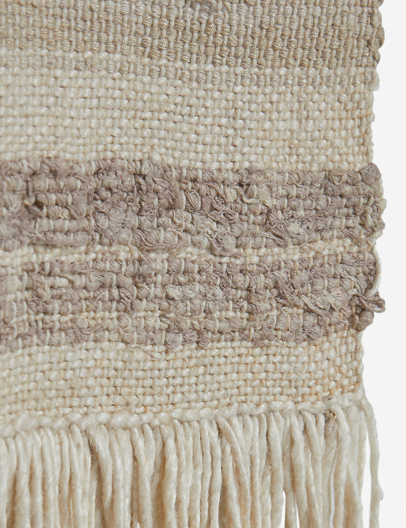 #color::natural | Close up of the Alvah handwoven textural striped textile wall hanging.