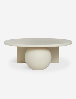 Front of the Amaya round sculptural cement coffee table.