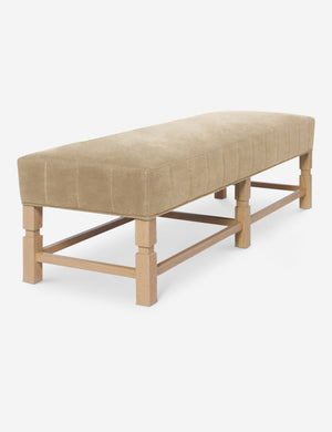 Angled view of the Ambleside Brie beige Velvet bench