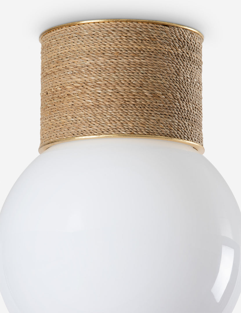 #color::natural | Close up of the Jahan coastal rope wrapped flush mount light.