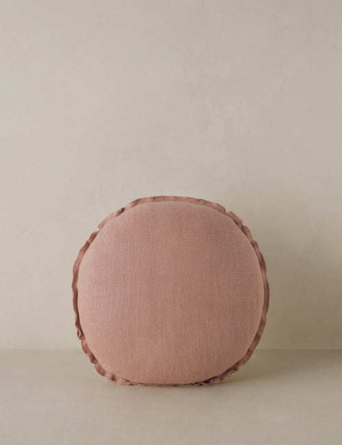 #color::terracotta | Arlo linen flange trim round pillow.