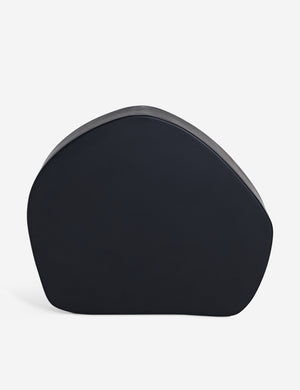 Overhead view of the Armas black monolithic round outdoor side table by Sarah Sherman Samuel.