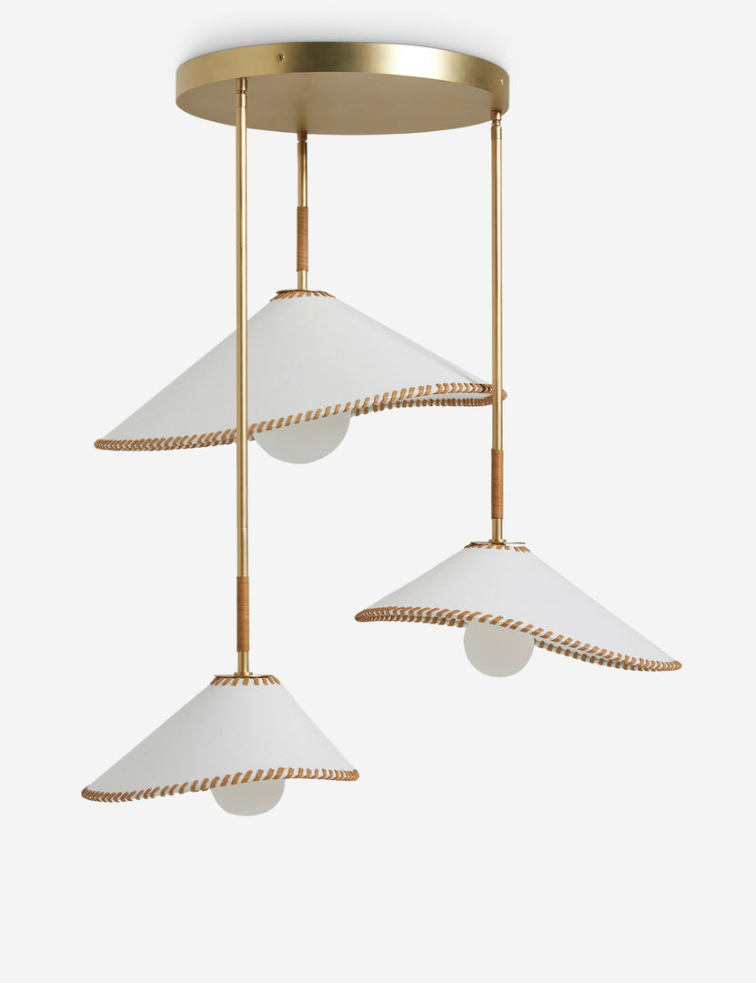 #color::brass #size::28-dia | Arroyo Mixed-Material Chandelier by Elan Byrd.