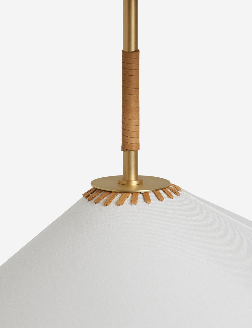 #color::brass #size::28-dia | Close up of the Arroyo Mixed-Material Chandelier by Elan Byrd.