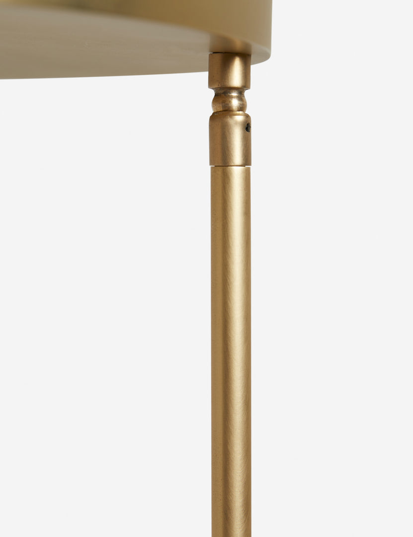 #color::brass #size::28-dia | Metal hardware of the Arroyo Mixed-Material Chandelier by Elan Byrd.