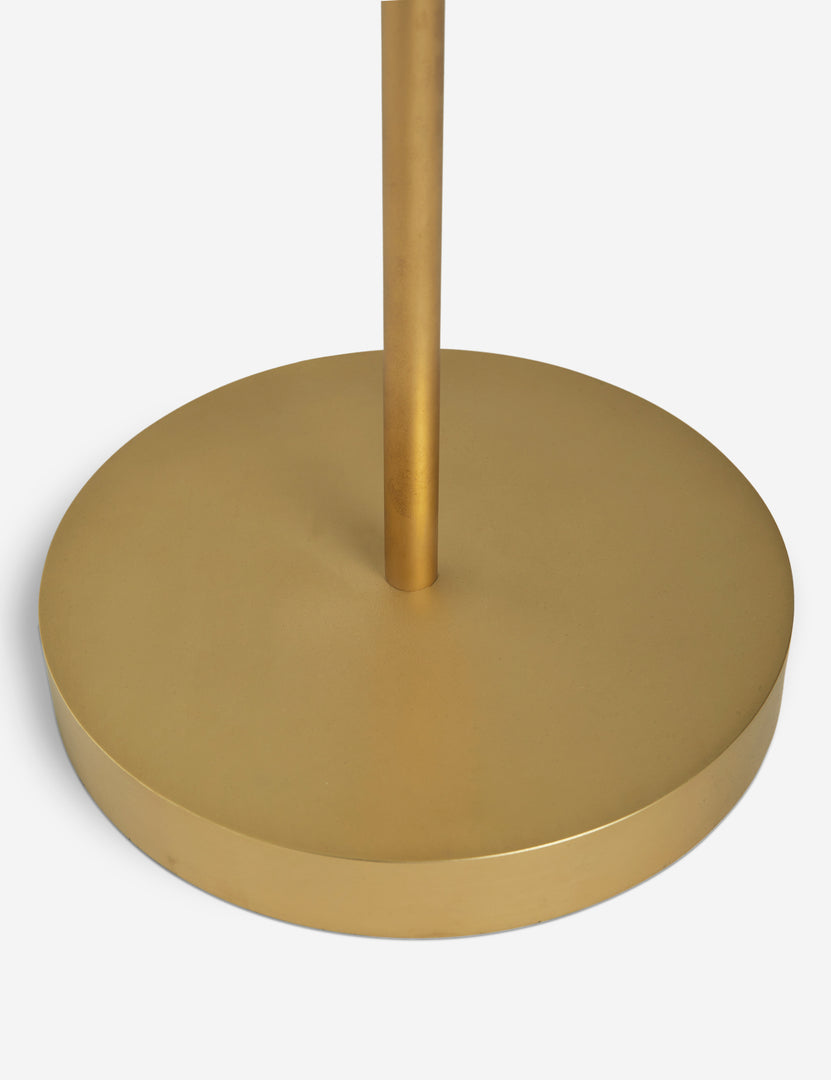 #color::brass | Close up of the base of the Arroyo Mixed-Material Floor Lamp by Elan Byrd.