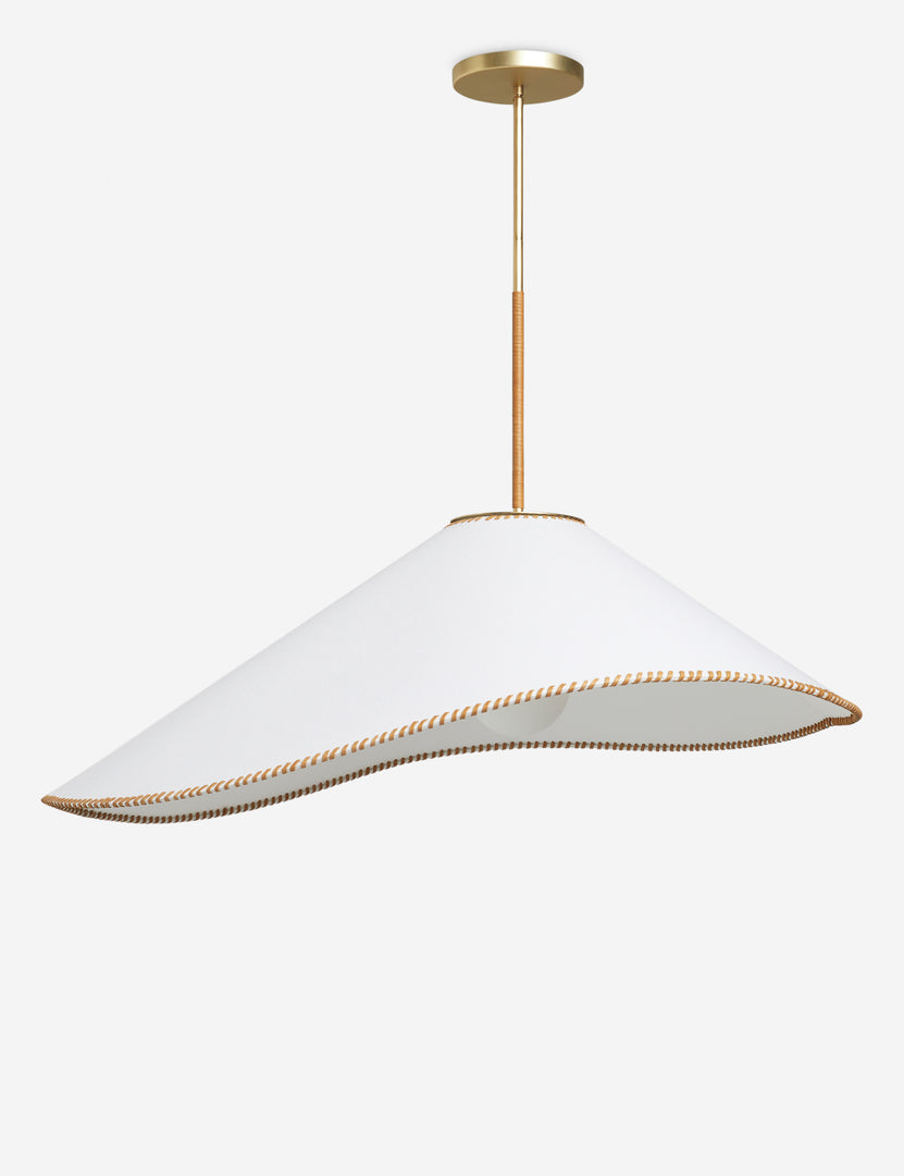 #color::brass #size::37-dia | Arroyo Mixed-Material Pendant Light by Elan Byrd.