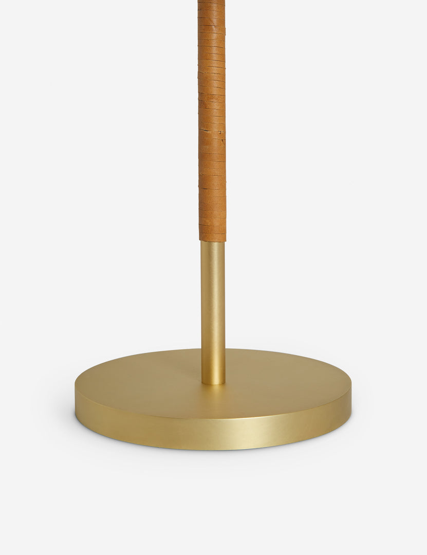 #color::brass | Close up of the base of the Arroyo Mixed-Material Table Lamp by Elan Byrd.