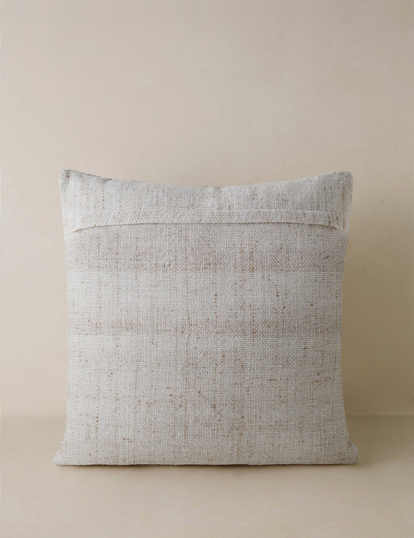 #color::natural | Back of the Atif muted plaid outdoor throw pillow in natural.