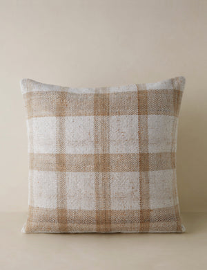 Atif muted plaid outdoor throw pillow in natural.