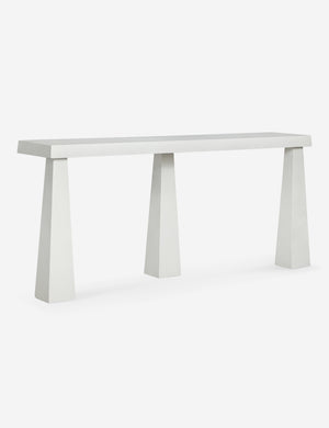 Angled view of the Avila modern narrow console table.