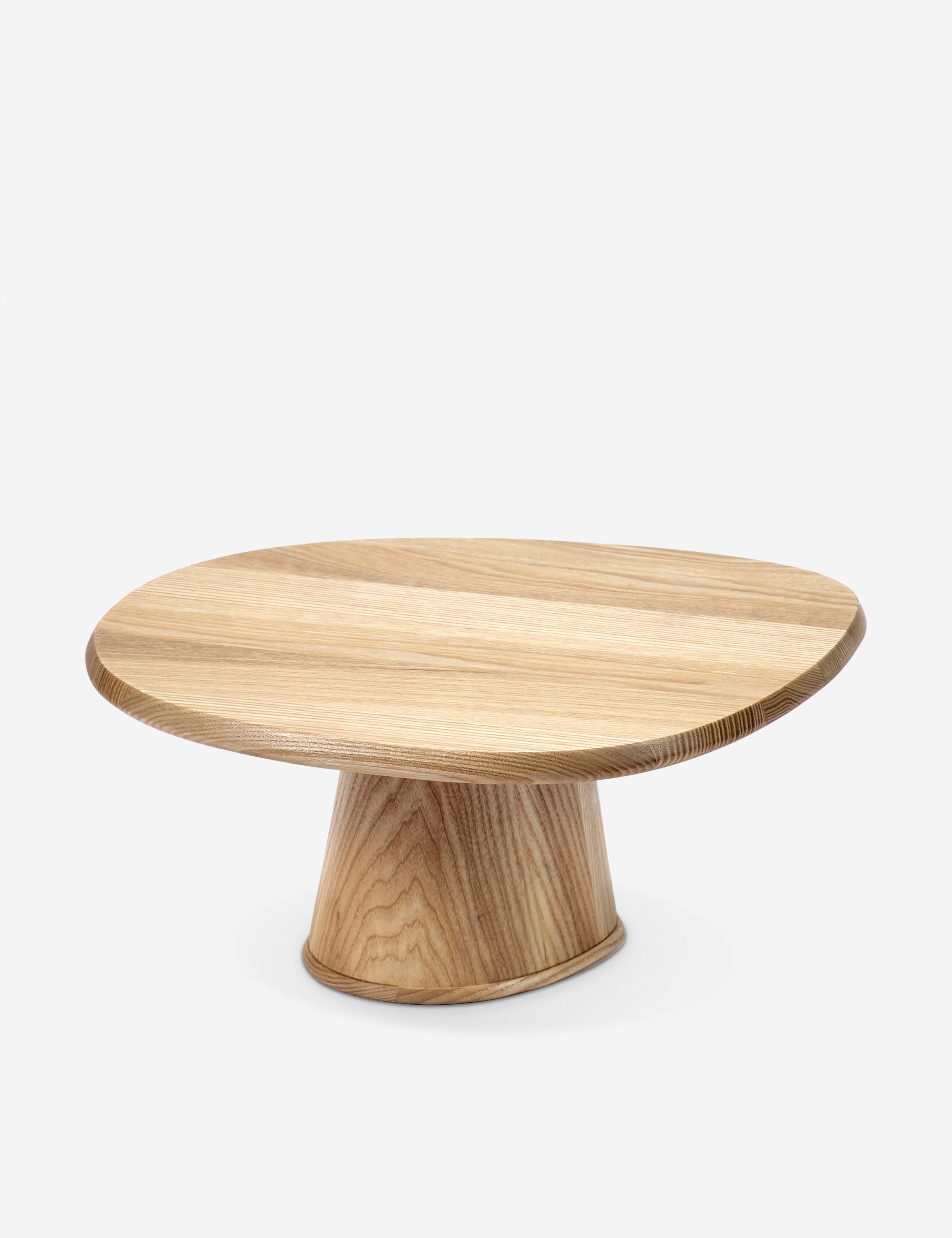 Small Light Wood Organic-Shaped Pedestal Cake Stand