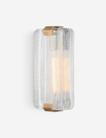 #color::antique-brass | Tiara frosted glass wall sconce